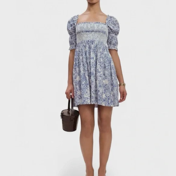 Reformation Dione Dress size 4 blue multi-NWT - Picture 1 of 11